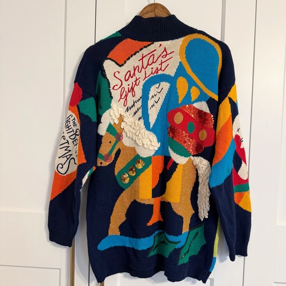 I.B. DIFFUSION Women LARGE Vintage 90's Sequined Beaded Ugly Christmas Sweater - Picture 2 of 10